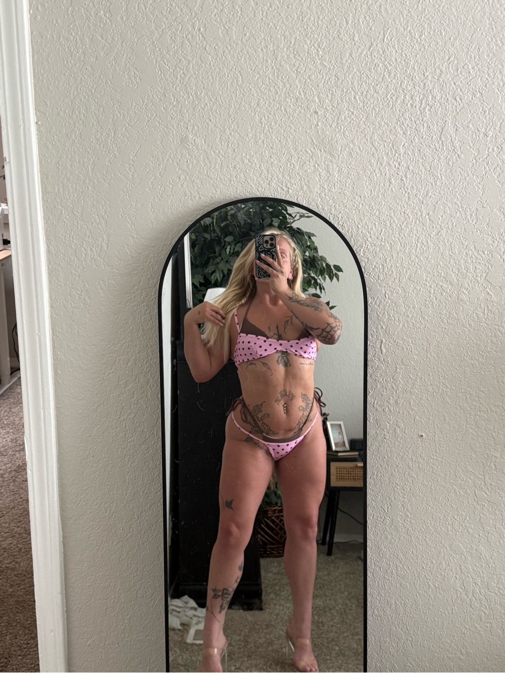 SHEIN Pink Polka Dot Bikini Set